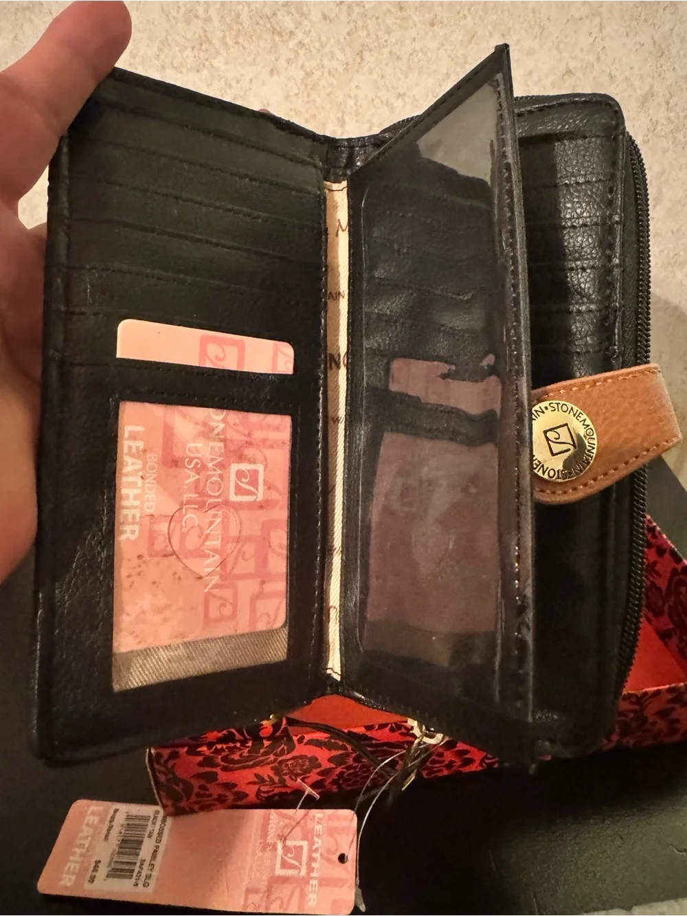 Stone Mountain Accessories Black and Brown Embossed Wallet